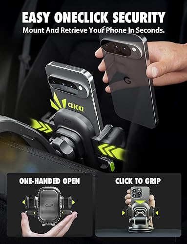 Miniatura 3 de Bracketron OneClick - Soporte universal para teléfono celular con ventosa, soporte de teléfono celular con rotación de 360 grados para iPhone,