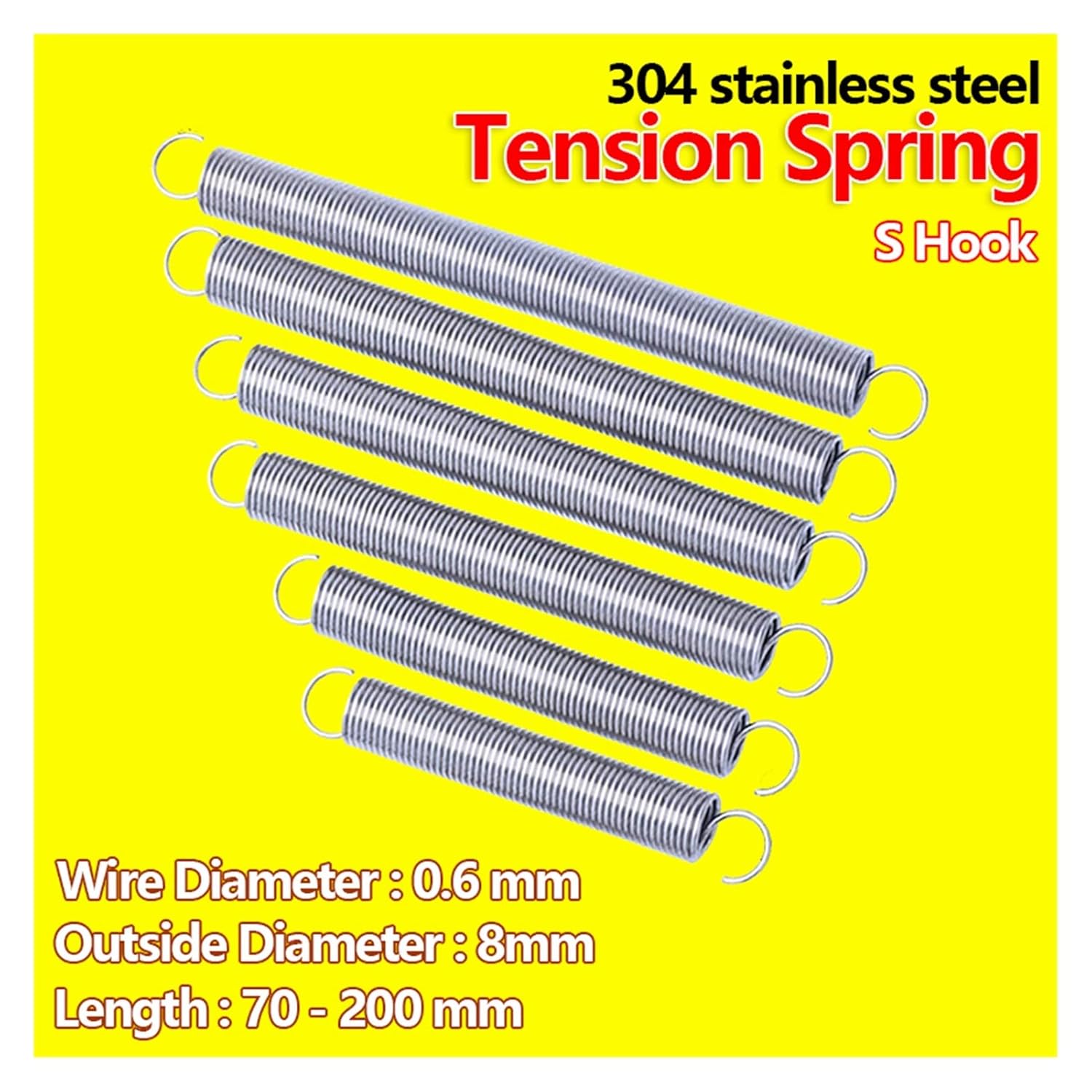 Metal Tension Spreplacement Draft Sppull Back Sptension Coil Spsteel Wire Diameter 0.6Mm Outer Diameter 8Mm Stainless Steel Tension Spring/140Mm (2Pcs)