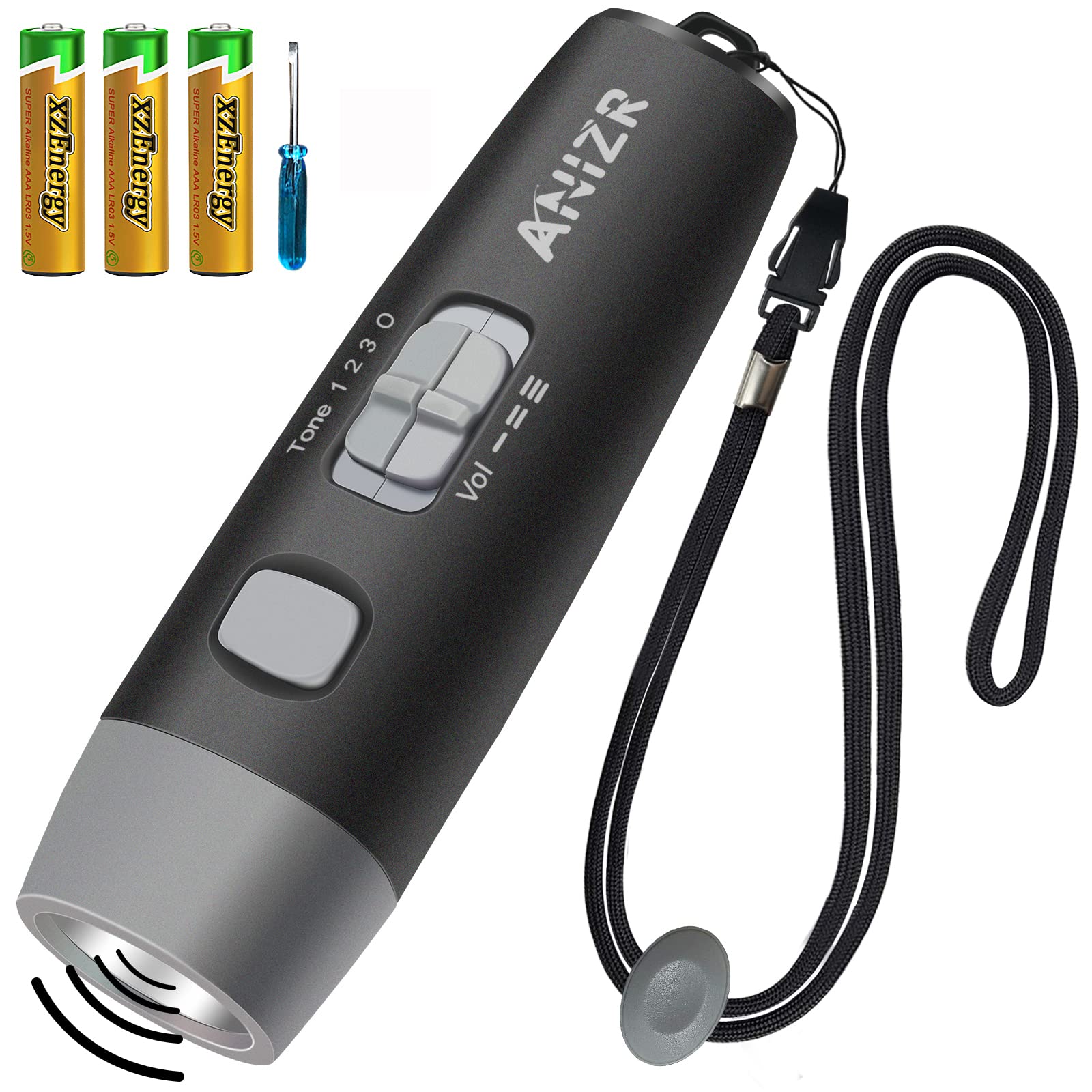 ANIZR Electronic Whistle 3 Tone,Three Adjustable High Volume Referee Whistles with Lanyard Handheld Sports Emergency Whistles for Coach,Police,Teacher,P.E, Outdoor Camping Hiking Boating (Black)