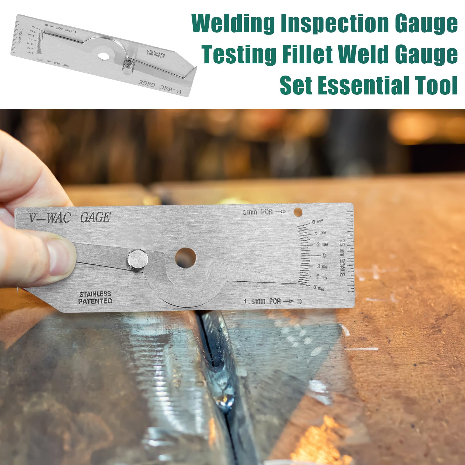 LZVXTYM V-WAC Fillet Weld Gauge, Metric Single Weld Gage Welding Measure Inspection Tools, Thread Gauge Checks, Stainless Steel Weld Depth Testing Gauges for Professional Welders
