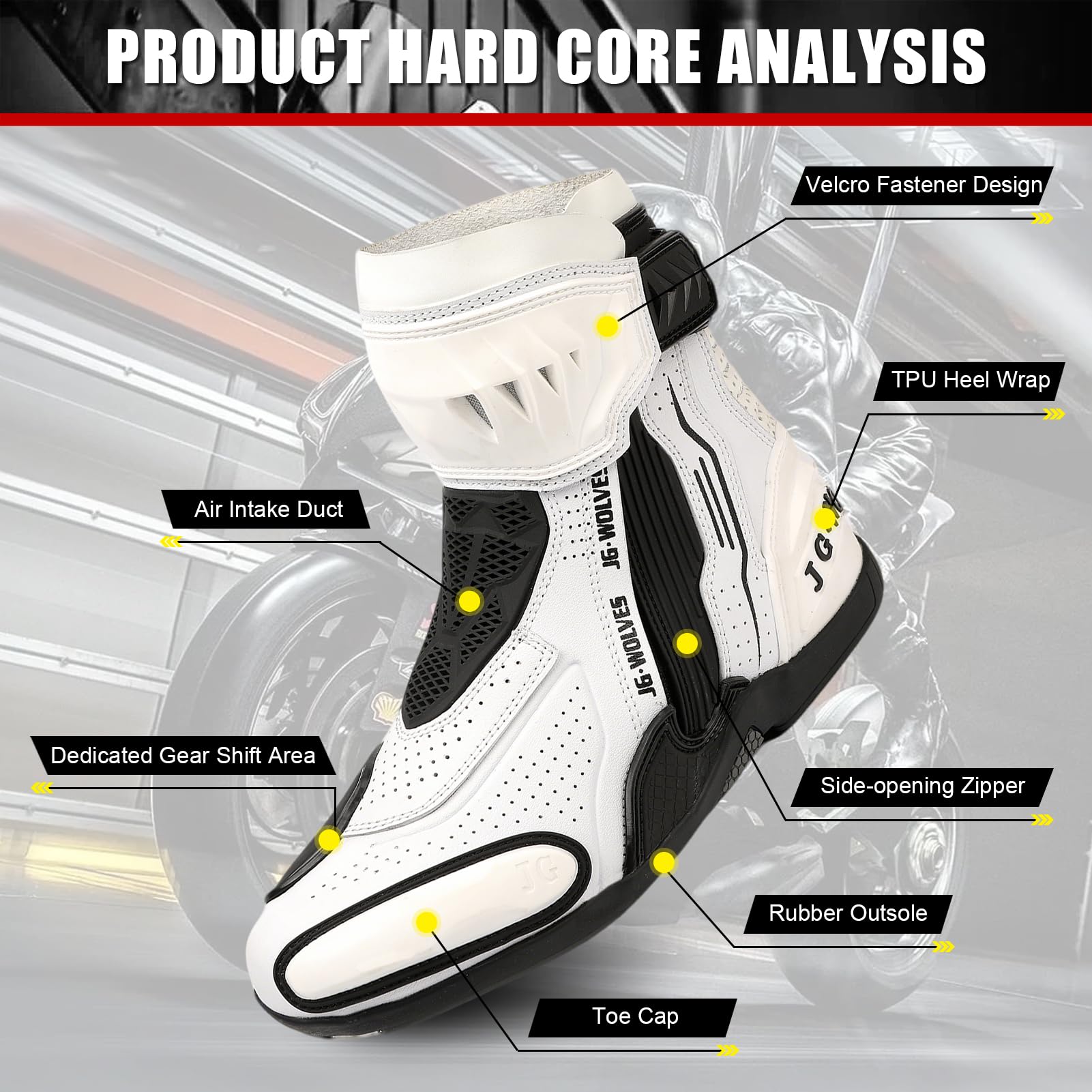 Bottes de Moto pour Hommes et Femmes, Chaussures de Moto en Cuir Aérées, Baskets de Moto, Bottes de Moto avec Maintien de La Cheville, Semelle Antidérapante