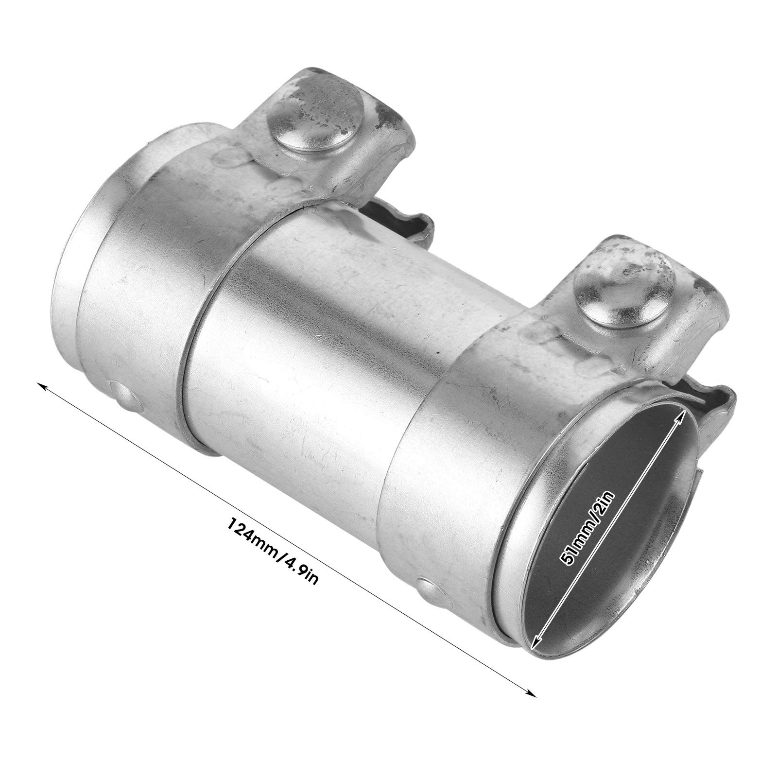 Morsetto per Tubo Marmitta per Auto, Connettore per Tubo Marmitta di Scarico Giunto per Manicotto a Doppio Morsetto Accessorio per Automobile da 2 Pollici/51 Mm