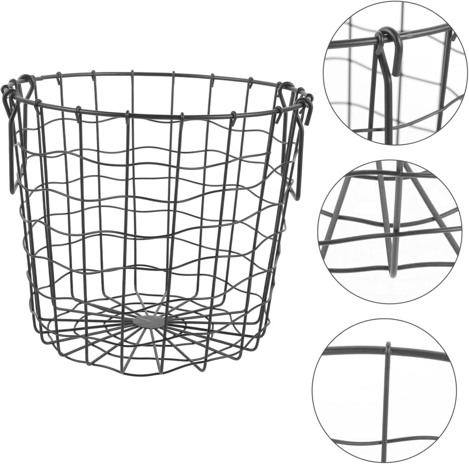 Mikikit Black Iron Firewood Holder Basket for Outdoor Log Storage