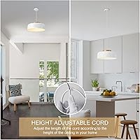 Vista 8 de Large Pendant Lighting, 17.7 inch,Natural Wood Cap, Adjustable Cord,Simple Modern Chandelier for Dining Room, Kitchen Table Matte White