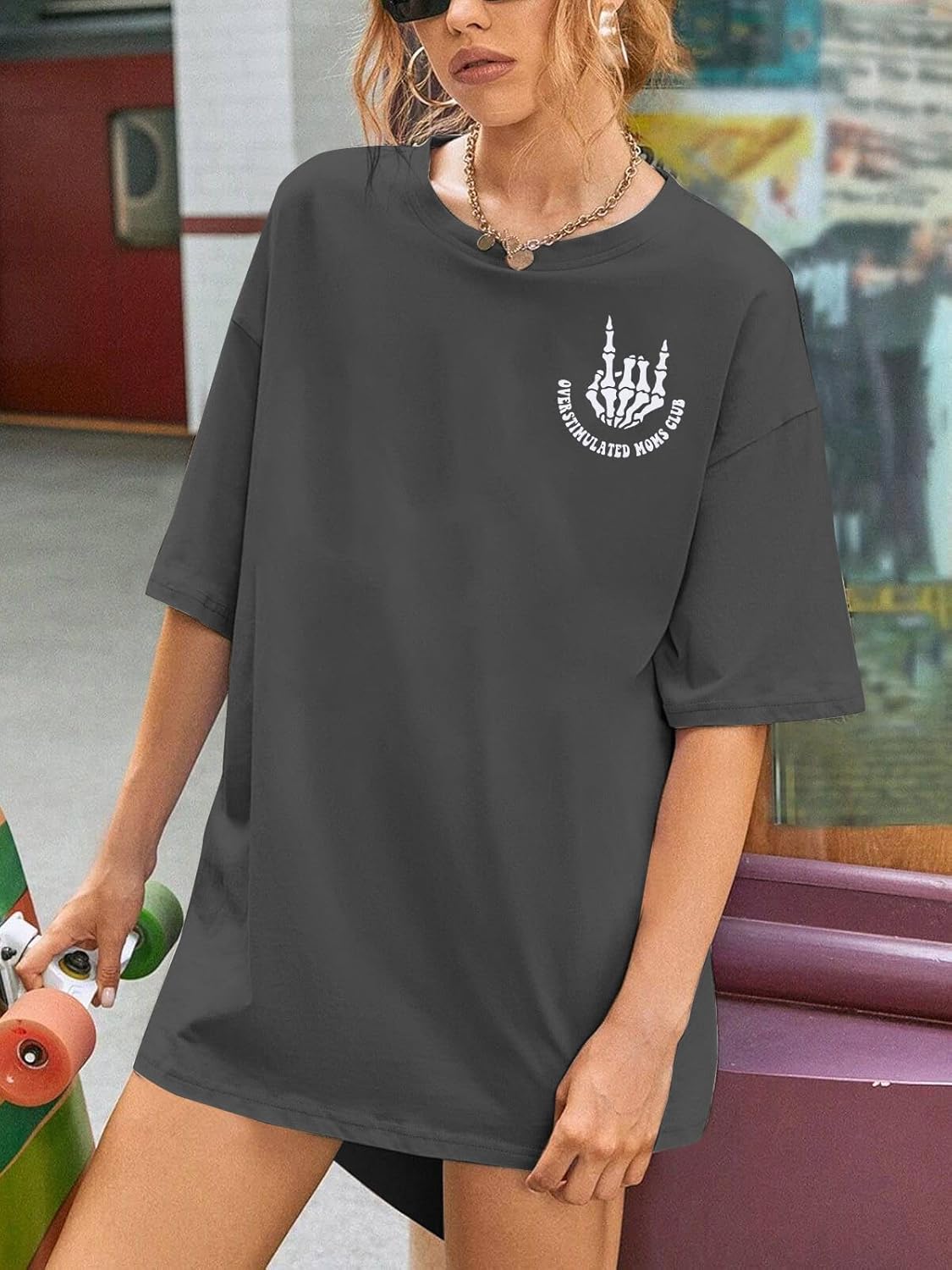 Overstimulated Moms Club Shirt Oversized Mama Shirts Funny Mom Life Graphic Tees Casual Short Sleeve Trendy Tops - Image 5