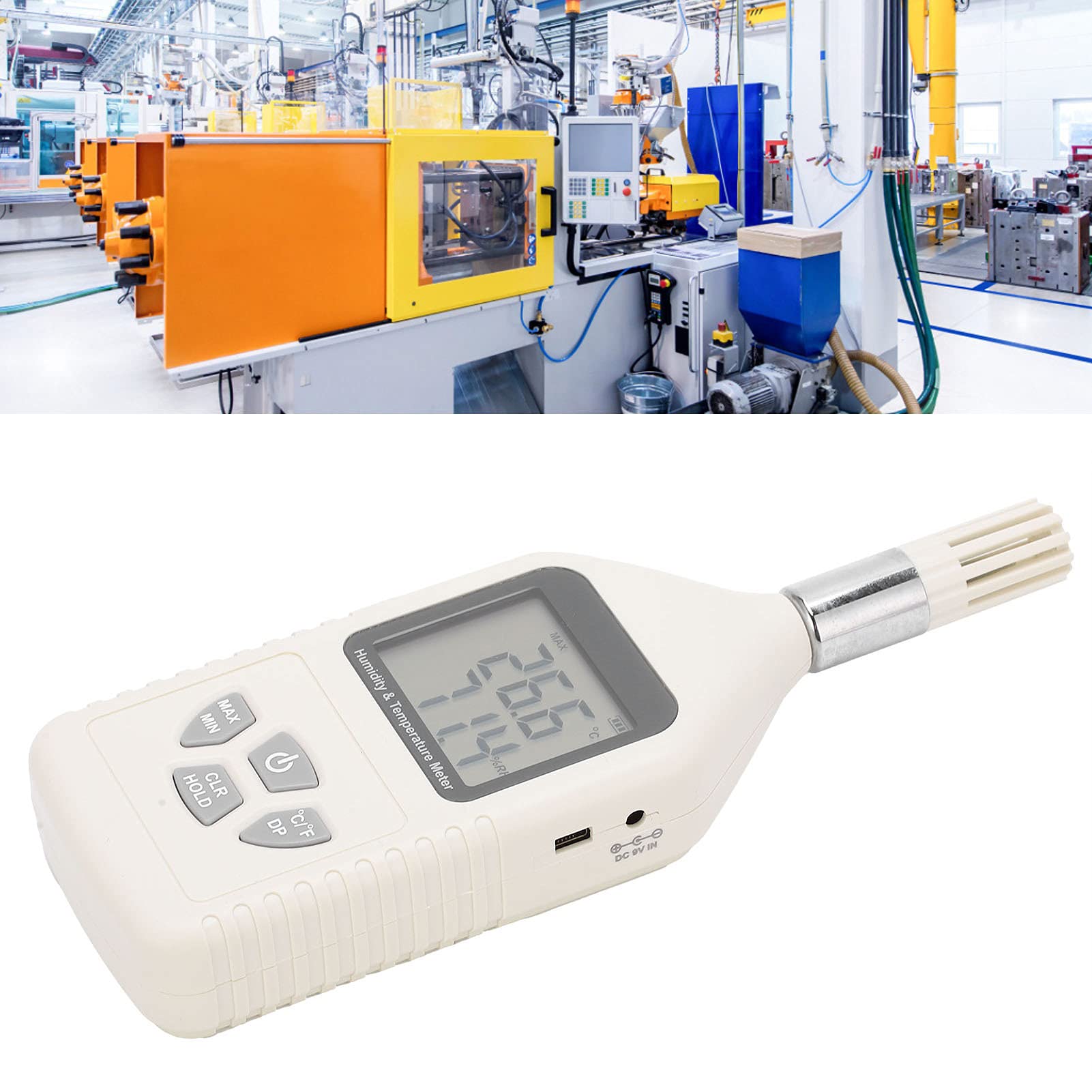 Marhynchus Termómetro Higrómetro Digital GM1360A, Medidor de Humedad y Temperatura Portátil con Pantalla LCD Grande para Almacén de Laboratorio de Fábrica, Sensores Duales -30 °C a 80 °C 0% a