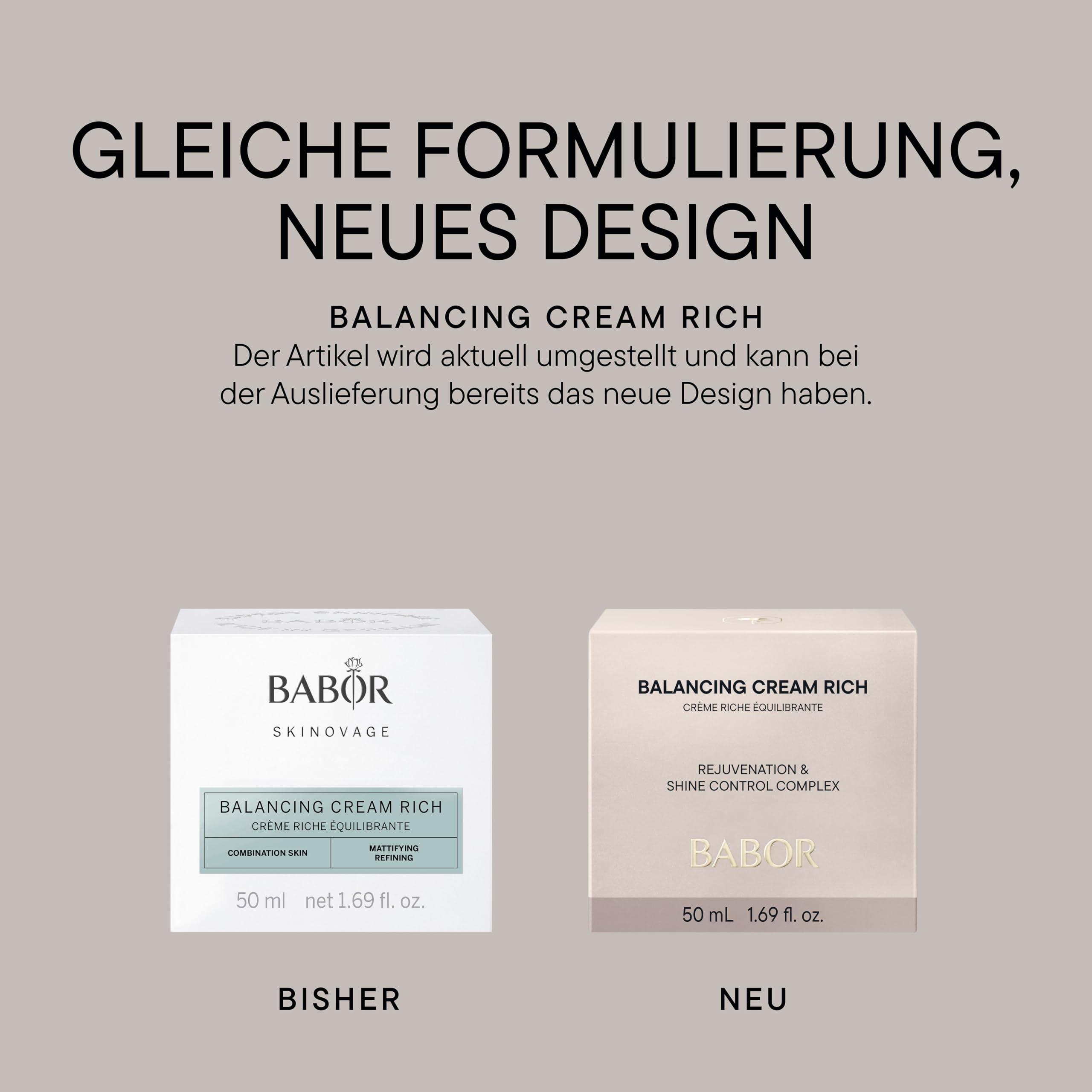 BABOR SKINOVAGE Balancing Cream Rich, geschmeidige Gesichtspflegecreme für Mischhaut, mattiert und versorgt die Haut mit Feuchtigkeit, 50ml