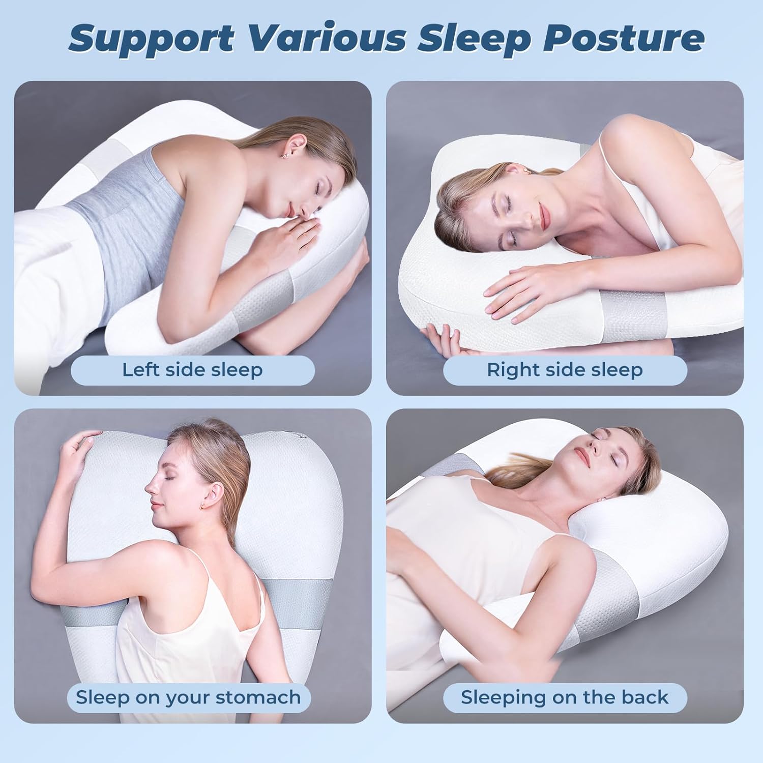 SAHEYER Side Sleeper Pillow for Shoulder Pain, U-Shaped Body Pillow for Adults, Contoured Support Shredded Memory Foam Pillow for Neck, Back, Arm Pain Relief with Removable Washable Cover (25.6 Inch