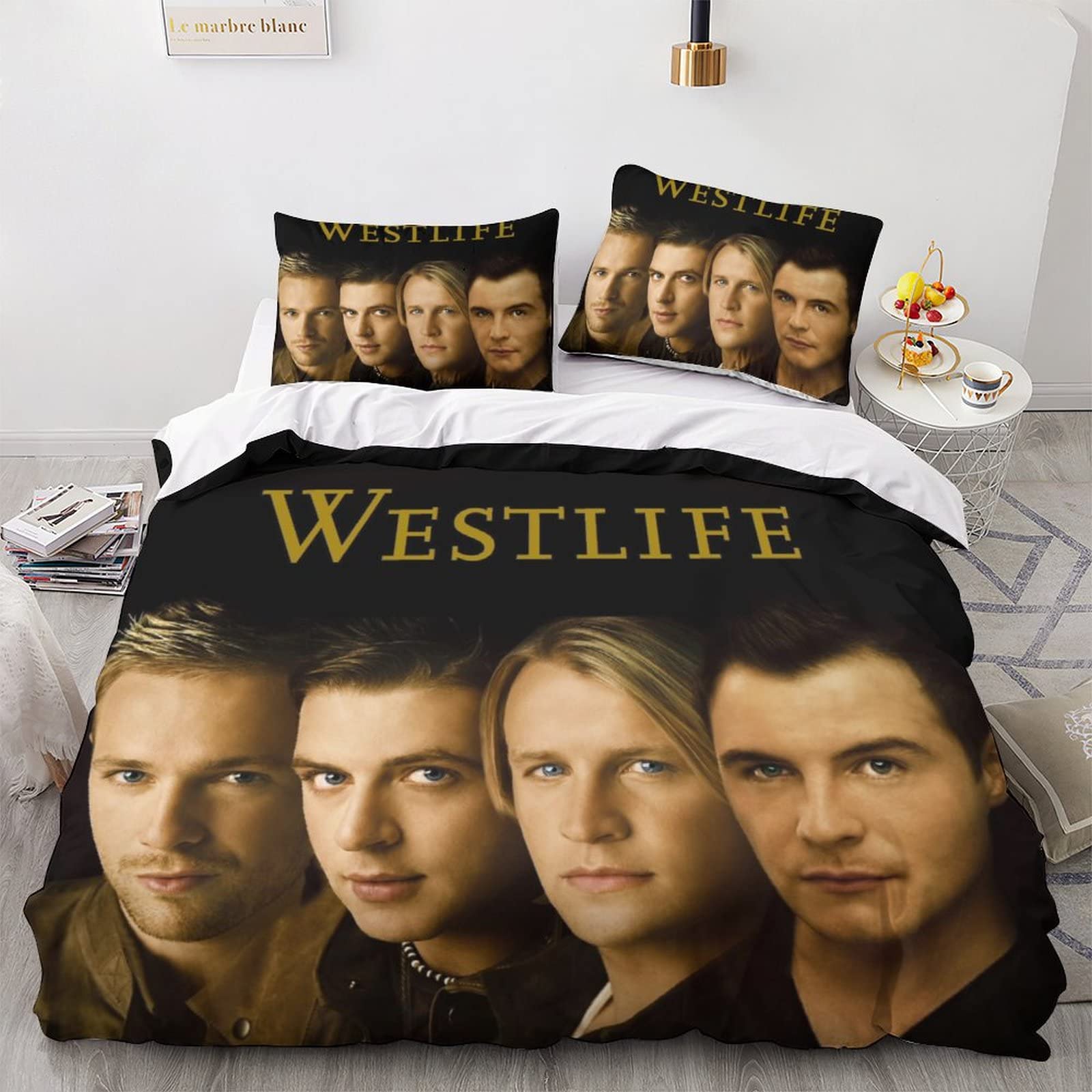 XYueww Westlife Band Duvet Cover 3D Design Soft Comfortable Quilt Cover Breathable Comforter Cover Girls Boys With Zipper Closure Bedding Set 3Pcs Double（200x200cm）