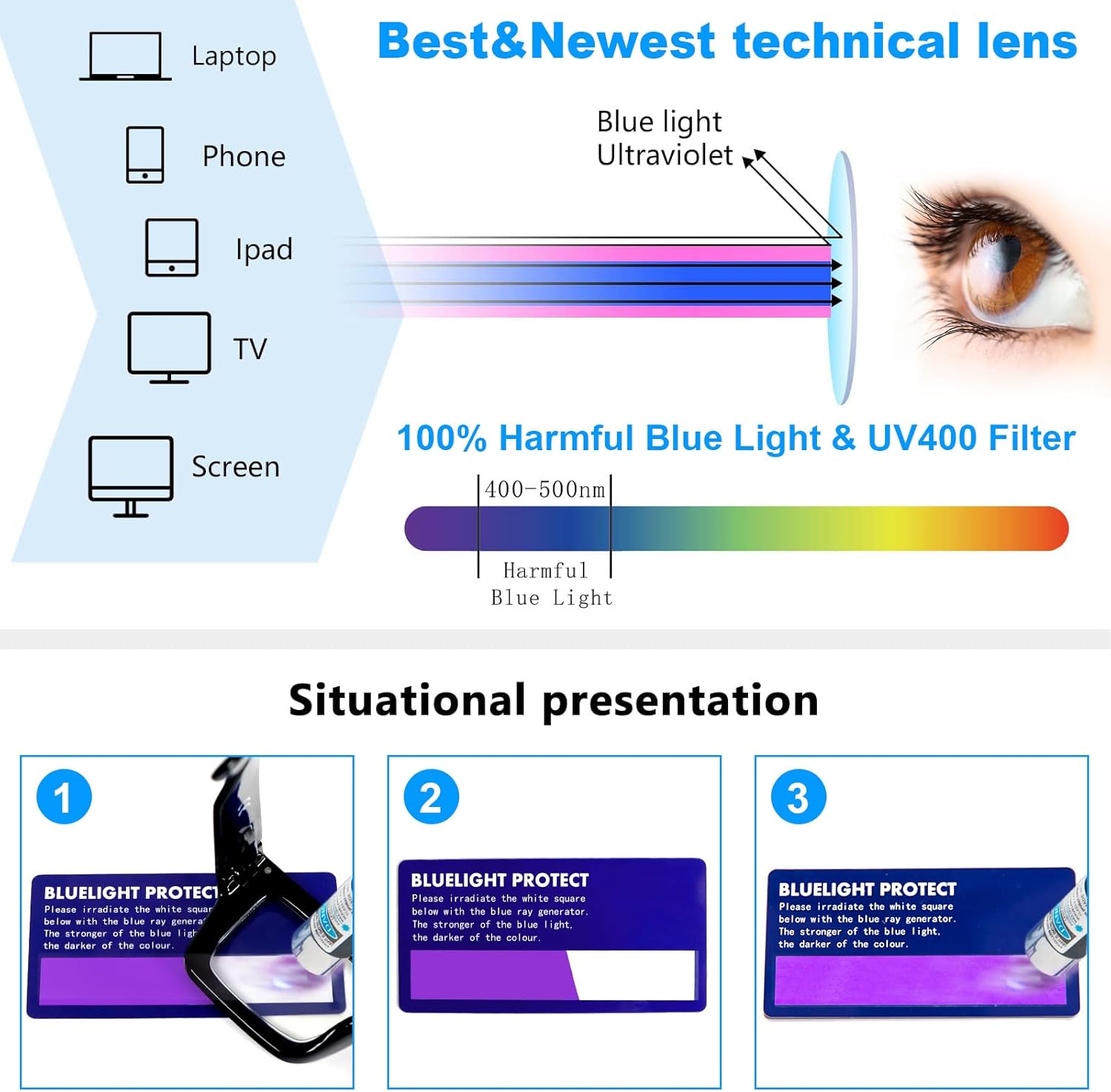 REAVEE 3 Pack Oprah Style Reading Glasses for Women Men, Blue Light Blocking Readers Stylish Square with Spring Hinge - Image 7