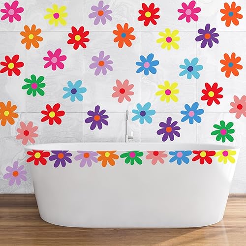 Miniatura 5 de BBTO Calcomanía de pared de margaritas de vinilo de flores, calcomanías de margaritas, calcomanías florales para despegar y pegar para guardería,
