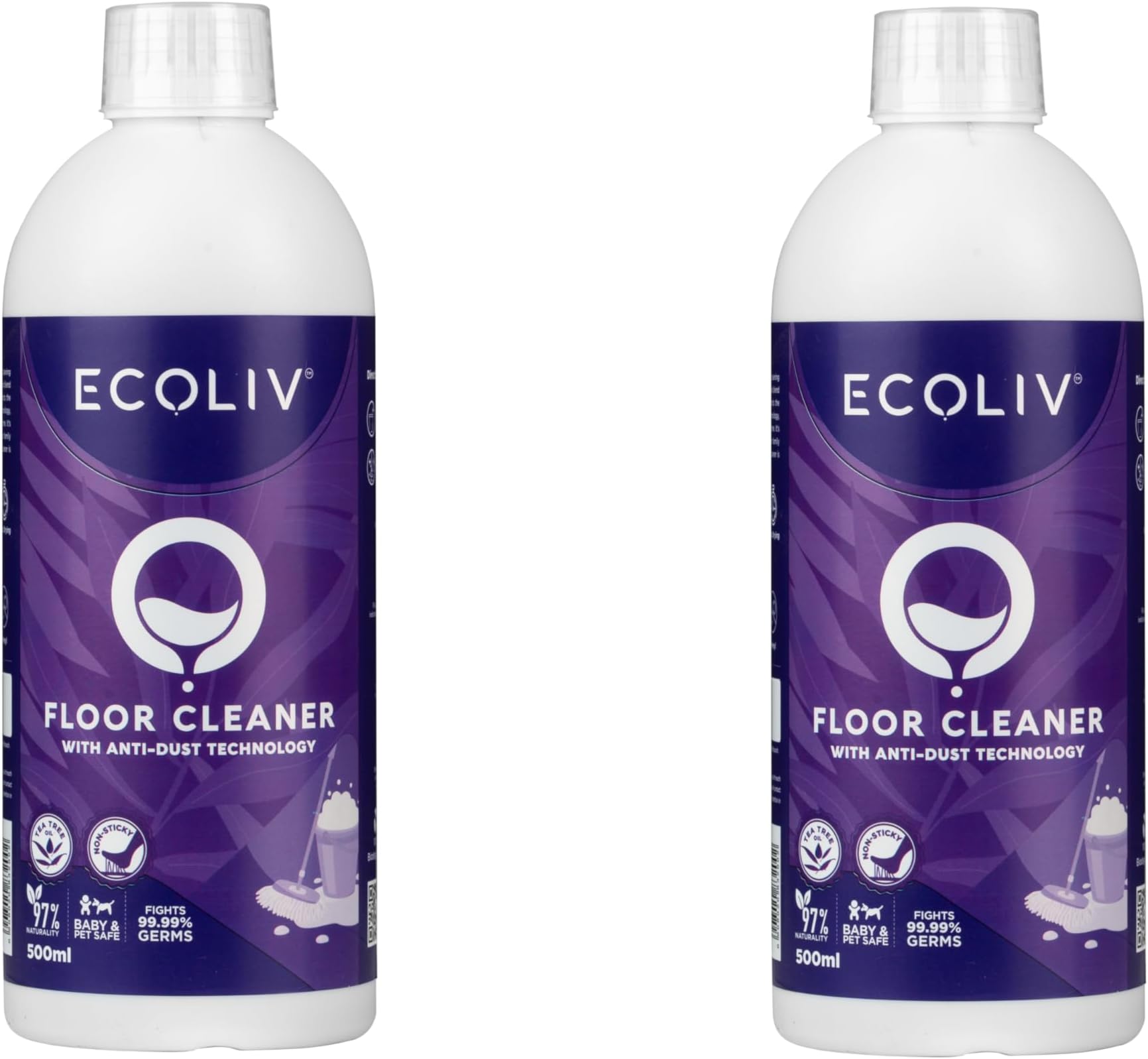 Floor Cleaner Liquid 500 ml Bottle, Pack of 2 | Advanced Anti Dust Technology | Natural Cleaning Power | Streak-Free, Residue-Free | Enhances Floor Hygiene and Freshness