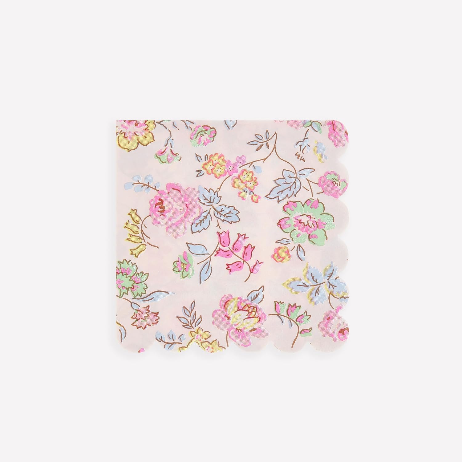 Meri Meri Garden Floral Napkins (Pack of 16), Thick & Absorbent 3-Ply Paper, Floral Paper Napkins, Scalloped Edge, Disposable