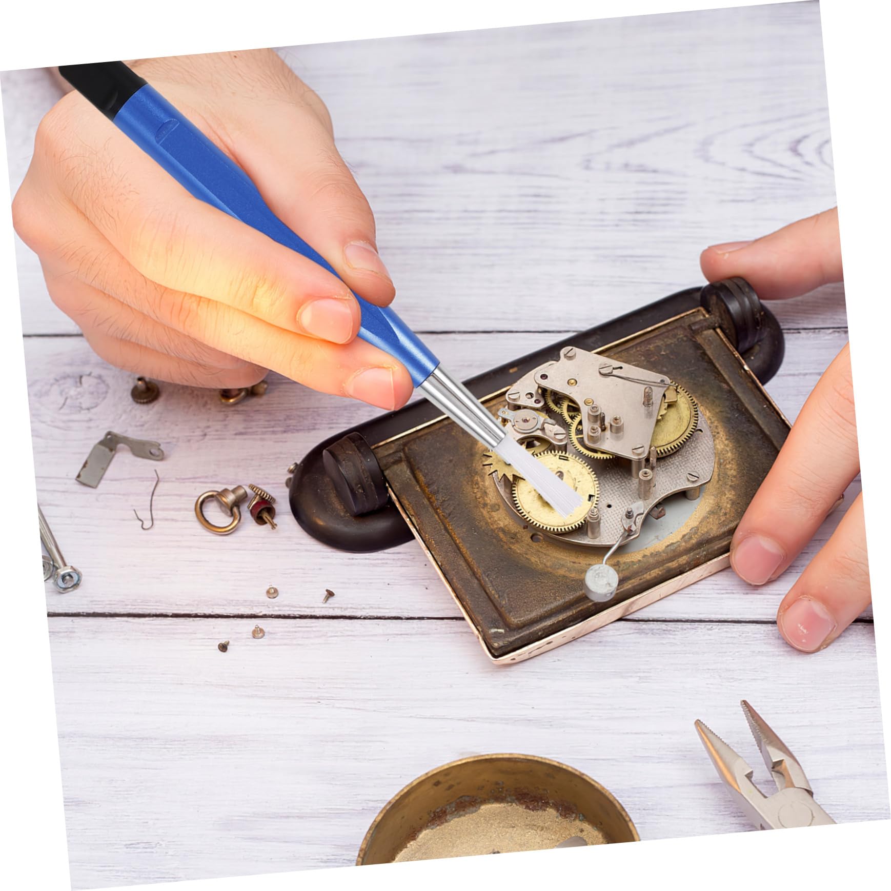 PRETYZOOM Clock Brush Watch Repair Brush Rust Remover Small Cleaner Scrubber Chrome Rust Polish Rust Bristle Hand Scrubbing Pen Scratch Brushes Plastic