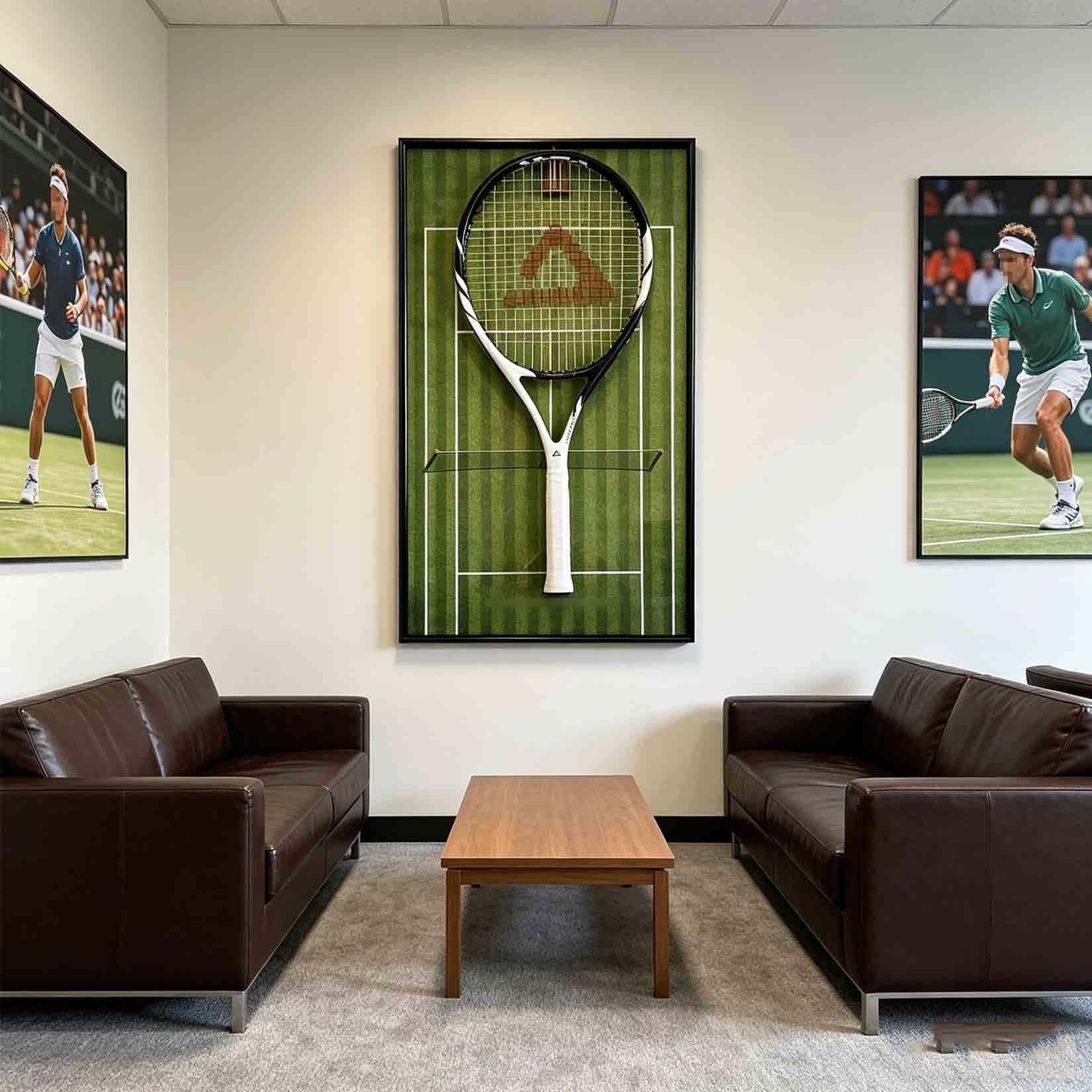 Pandahat Wandmontierter Tennis-Rack Für Tennis Fans und Spieler Tennisball und Schläger Bilder Wandhalterung für Tennisschläger(A)