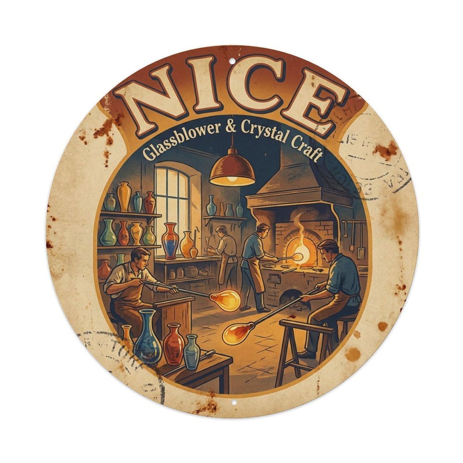Olhnbad Style Craft Culture Glassblower Crystal Nice Travel Metal Tin Sign