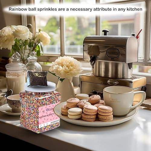 Miniatura 7 de Rainbow Nonpareils - Gránulos de bolas de chocolate para regalo, 2 libras, recipiente a granel, vibrante y divertida decoración de pasteles y
