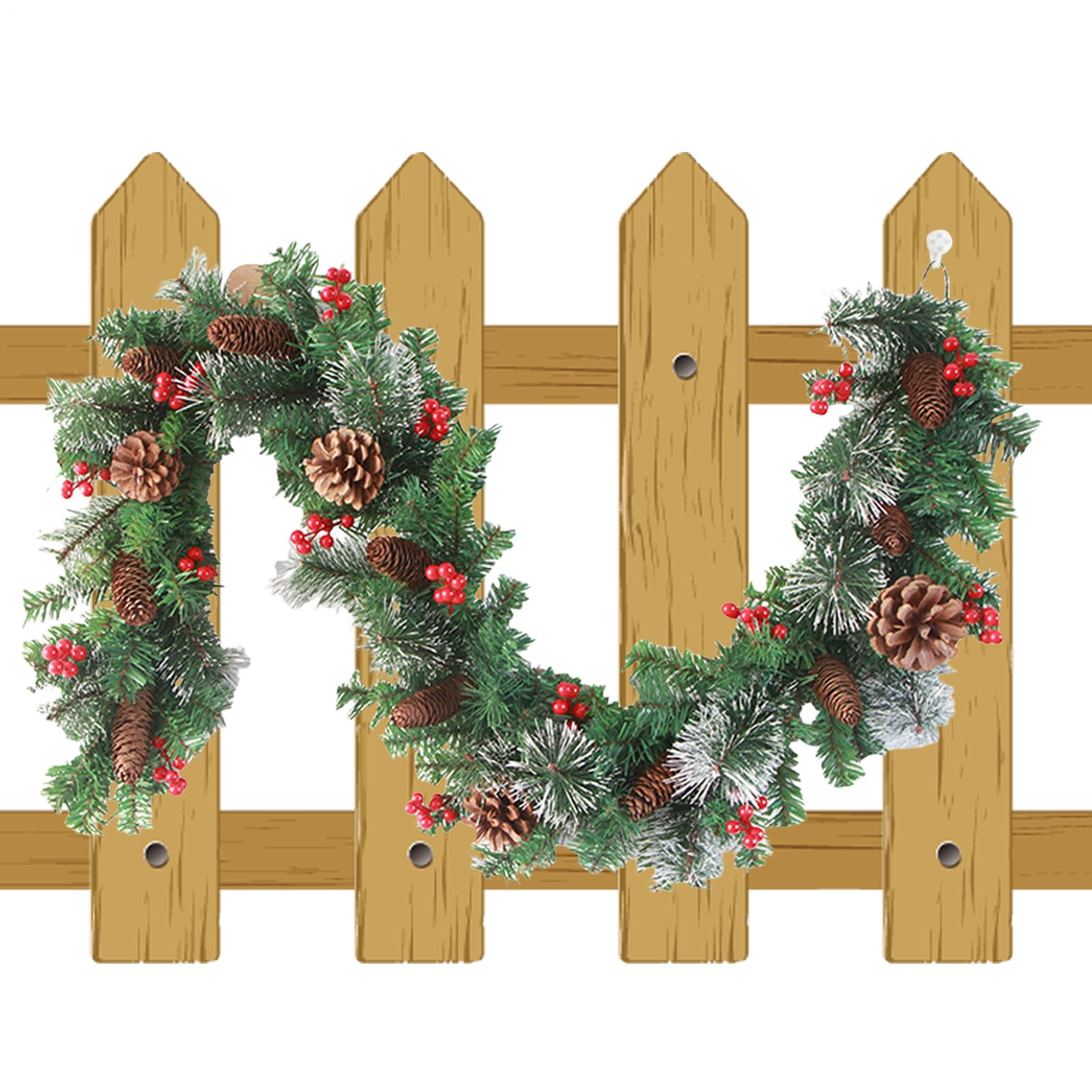 Guirlande de Noël cheminée déco sans perte d'aiguilles avec lumières