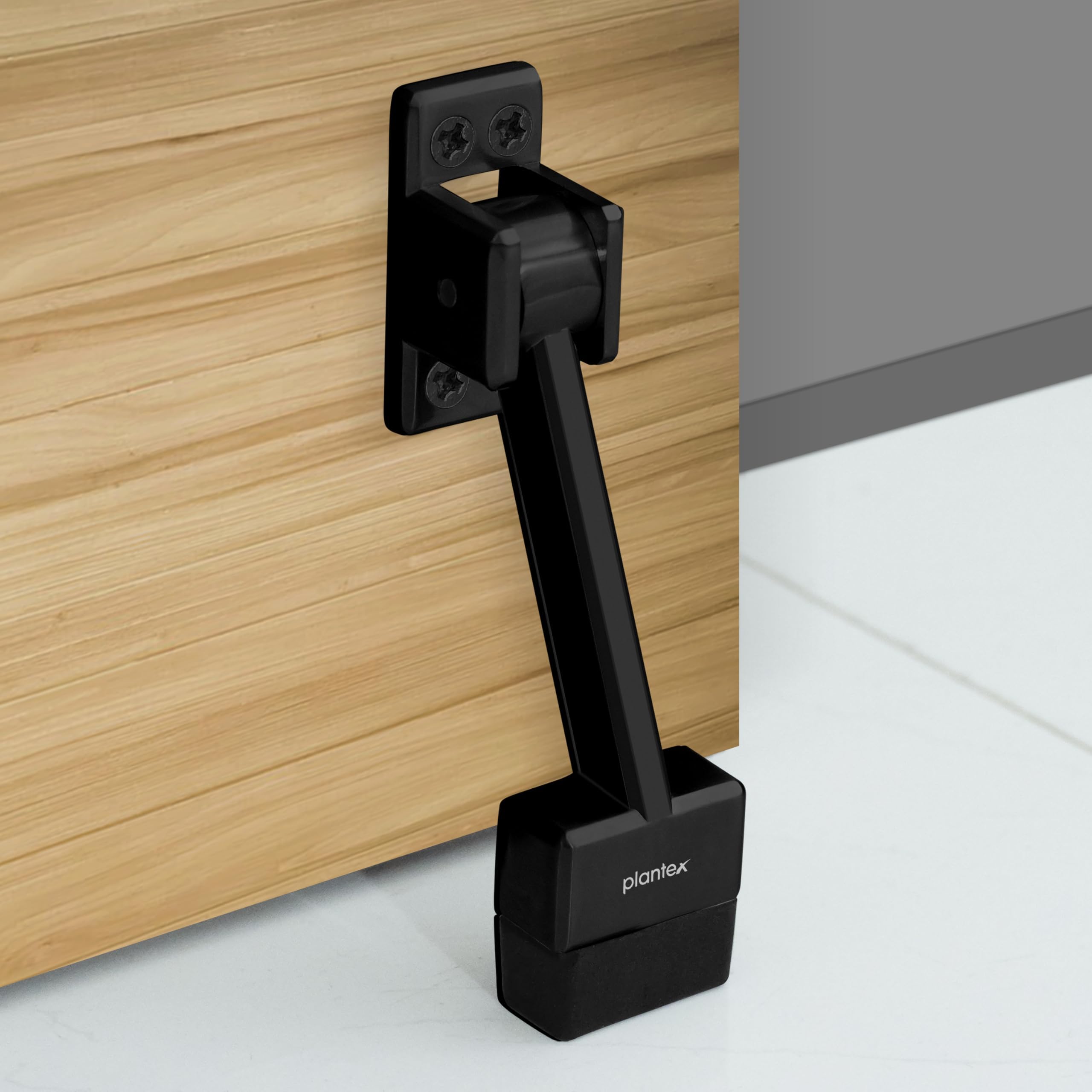 Plantex Heavy Duty 5 Inch Kick Down Door Stopper with Strong Rubber Grip for Tile/Vinyl/Hardwoods/Stops for Door - (Black)