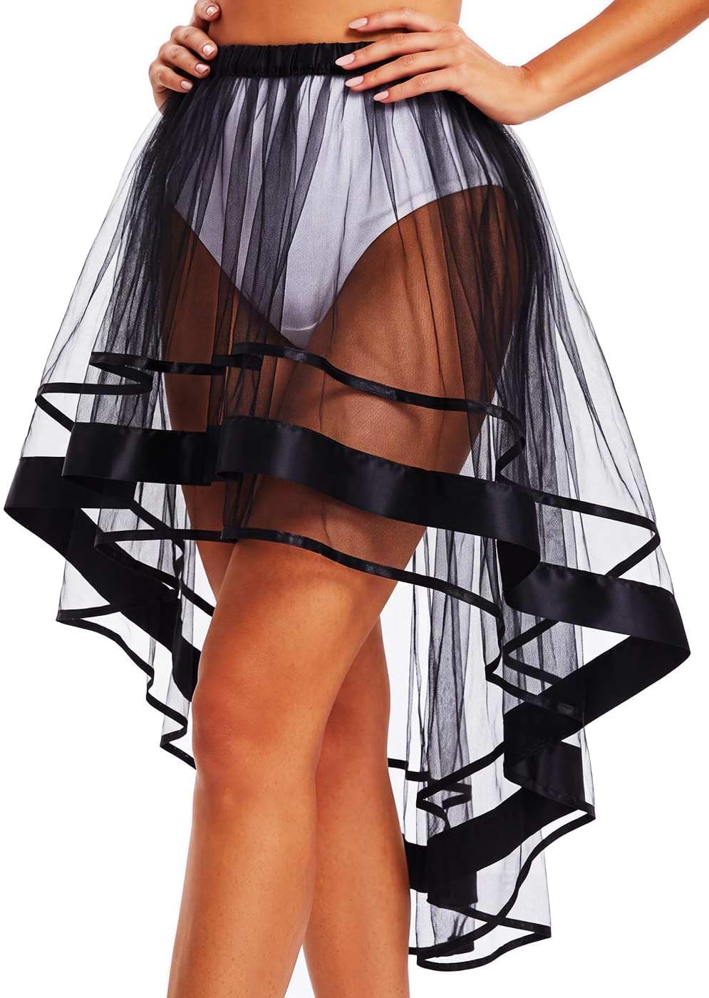 TWINKLEDE Belly Dance Skirt Layered Bustle Tutu Hip Scarf Tulle Costume Skirts for Women