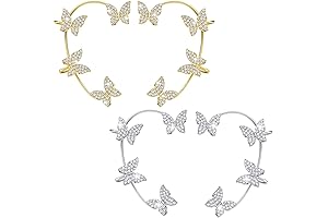 4 Pcs Butterfly Ear Cuff Earrings Glitter Rhinestone Butterfly Ear Cuff for...
