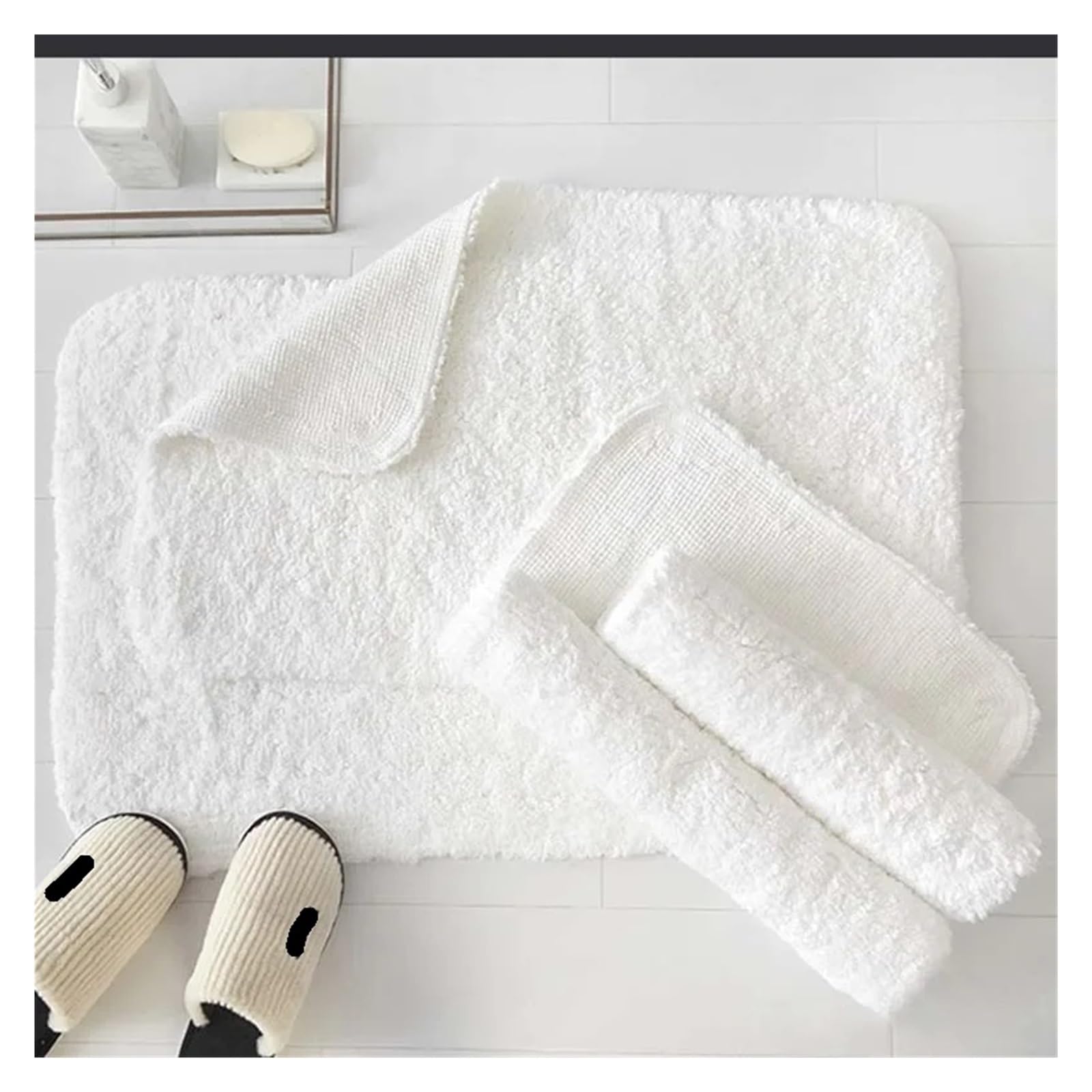 Generico Tappetino da bagno in cotone Hotel Home Tappeti lunghi for asciugamani in peluche Tappetini for spessi antiscivolo Tappeto for Zerbino bianco assorbenti for l'acqua(40x60cm 1piece)