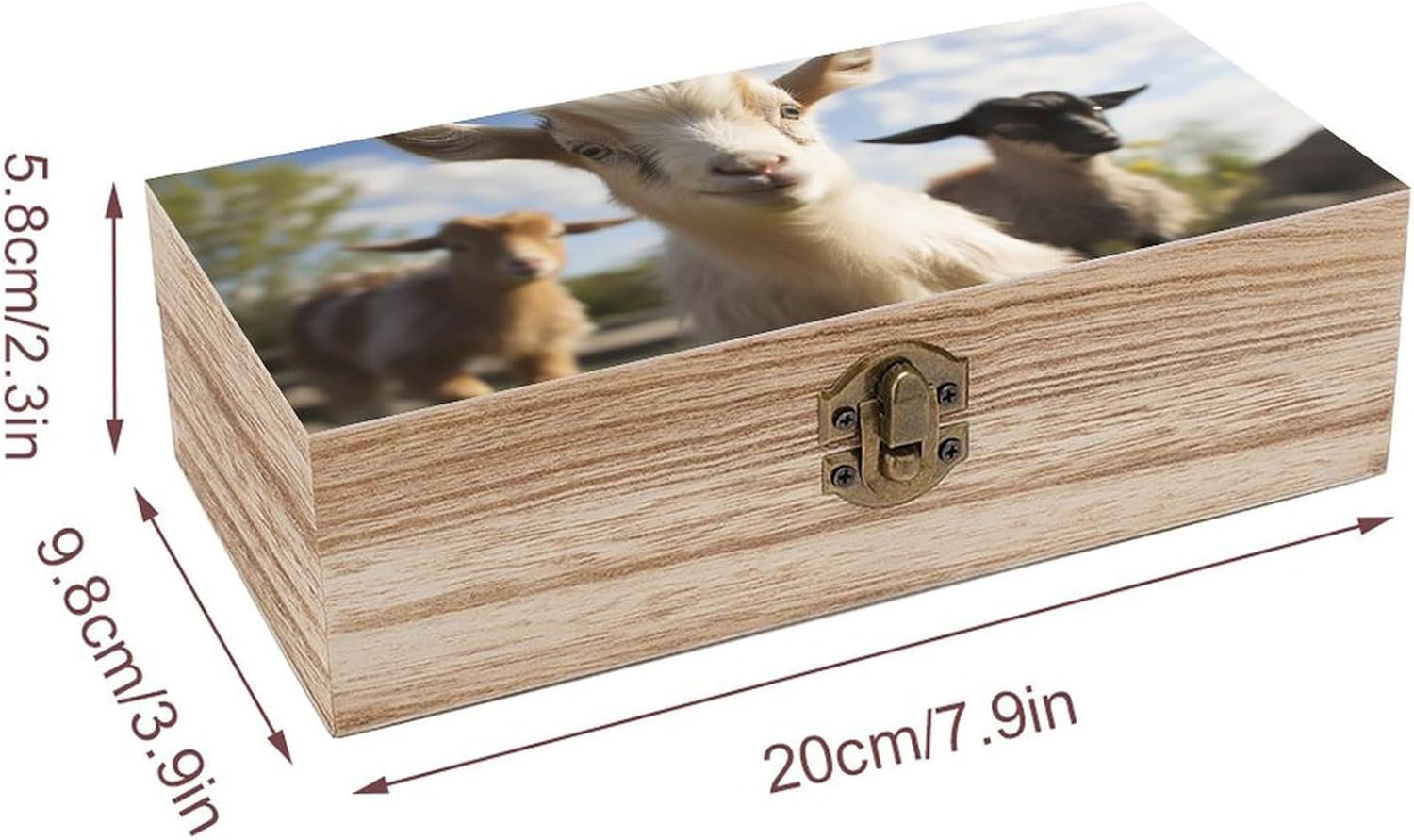 Cute Goat Wooden Storage Box Decorative Keepsake Boxes image 2