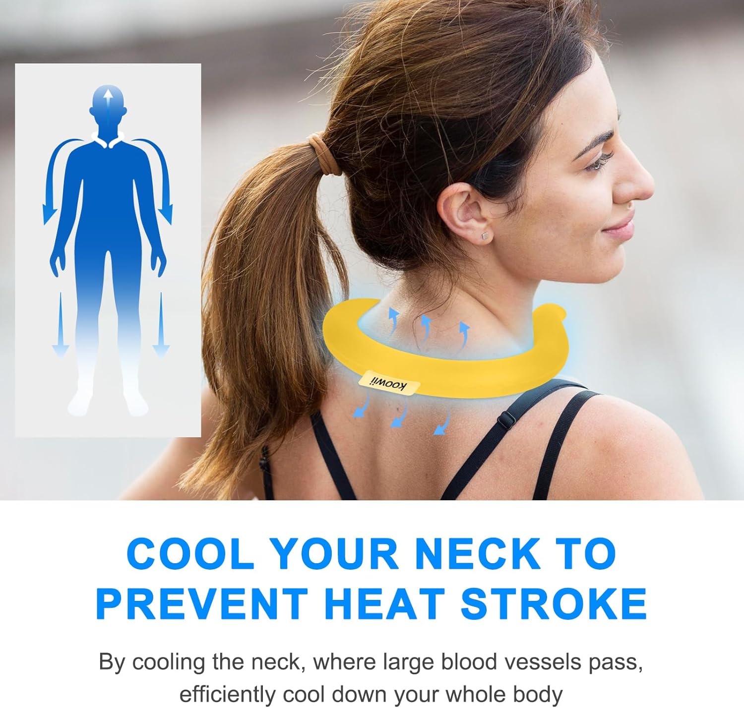Reusable Neck Cooling Ring 2 Pack with Insulated Pouch, Freezes Below 64°F/18°C, Wearable Neck Cooler for Women & Men, Cooling Collar for Summer, Outdoor Work, Travel, Sports