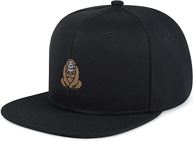 JPAK Orangutan Hip-Hop Snapback Hat Embroidered Black Baseball Cap Sumatran Monkey