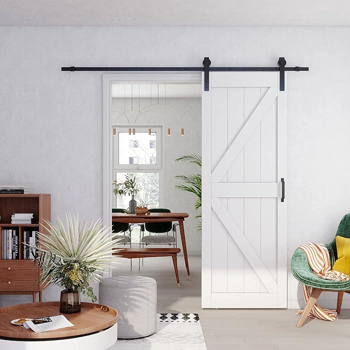 Buy TENONER Sliding Barn Door, 30 inches x 84 inches,White, KFrame,DIY