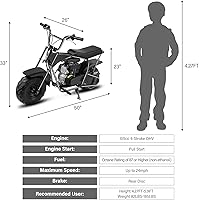 Vista 4 de Oryxearth Mini moto de cross para niños, 105 CC de 4 tiempos para niños, a gasolina, con bolsillo todoterreno con aprobación EPA, soporta