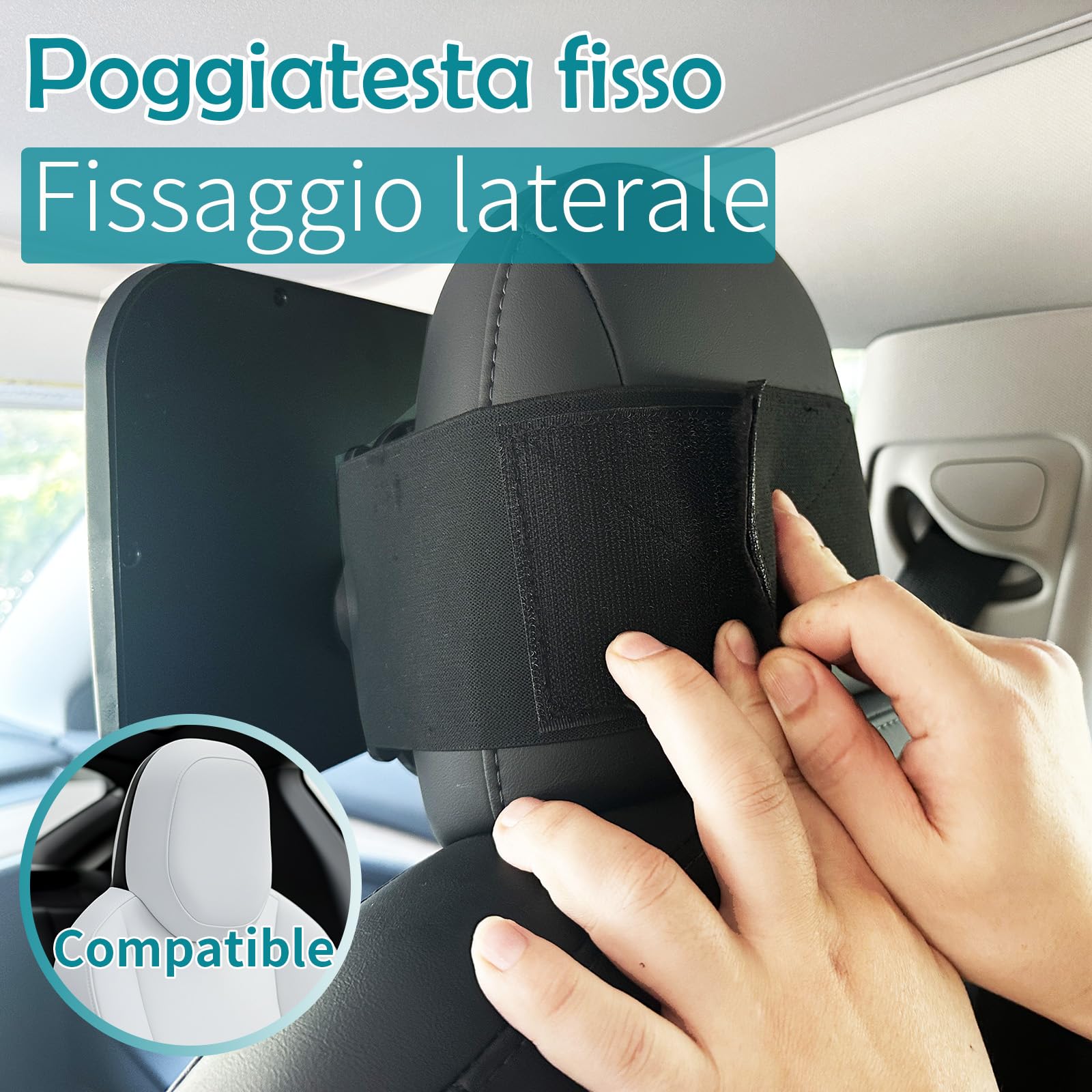 Funbliss Specchio Auto Neonato Sedile Posteriore - Specchietto Retrovisore Bambini per Auto Con Testiera Fissa, 360° Rotazione,Compatibile Con Tesla E Altre Vetture