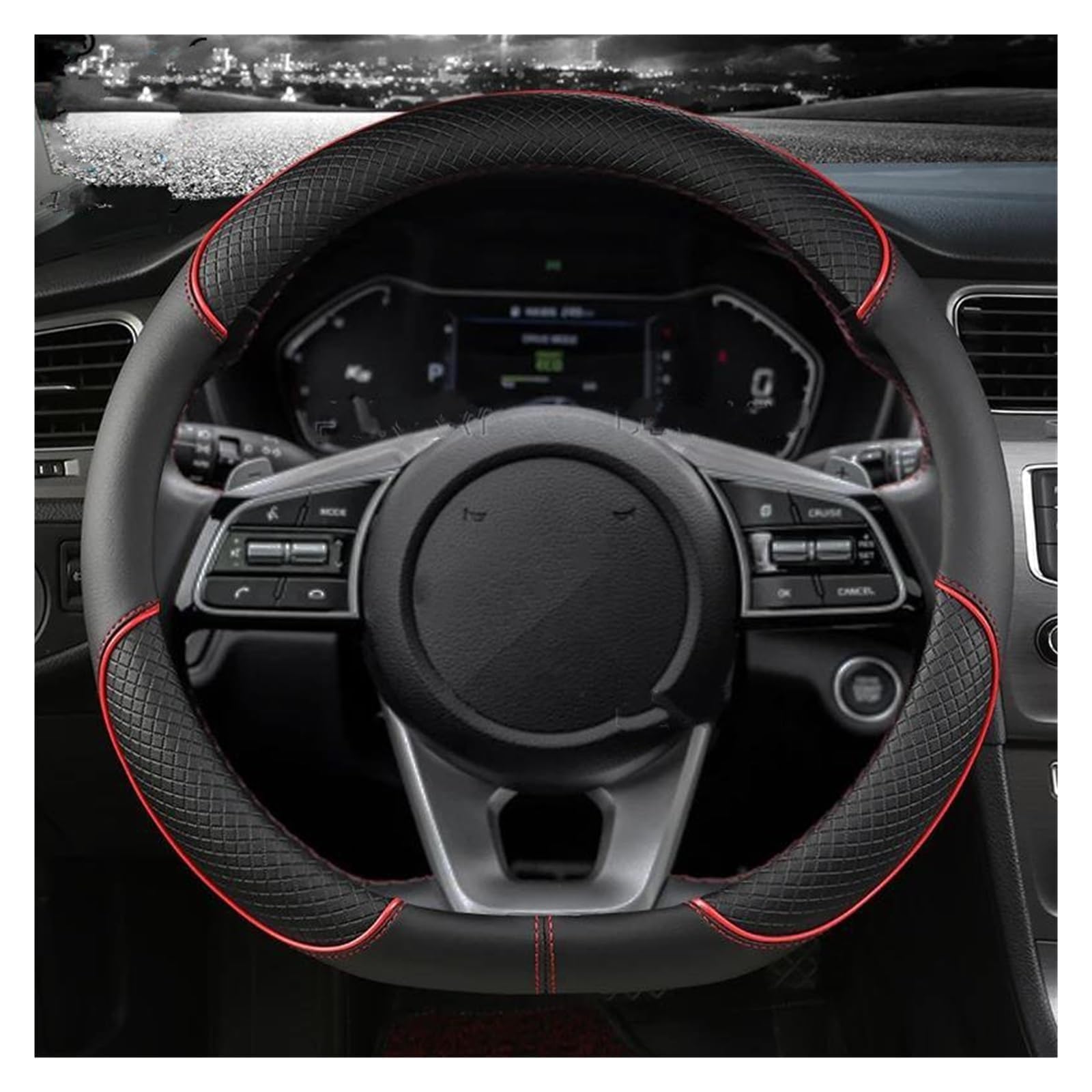 XXMMHTFD Steering Wheel Cover for Lexus ES300H GS300, Anti-Slip Steering Wheel Protector, Microfiber Leather Car Accessory, Breathable Grip, 37-38cm,A-D