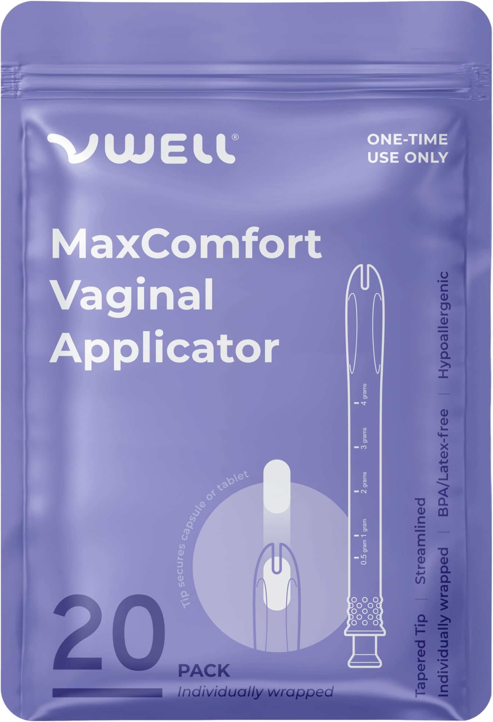 - VWELL MaxComfort Tapered Vaginal Rectal Suppository Applicator Fits Most Prescription Capsule, Tablet, Pill, Gel, Cream (Universal)