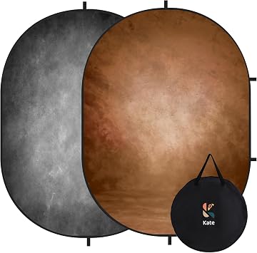 Kate Collapsible Backdrop Pop Up Photo Backdrops Grey Brown Portable Background for Portrait Photography, for Video Conference, for Live Stream, 5x6.5ft