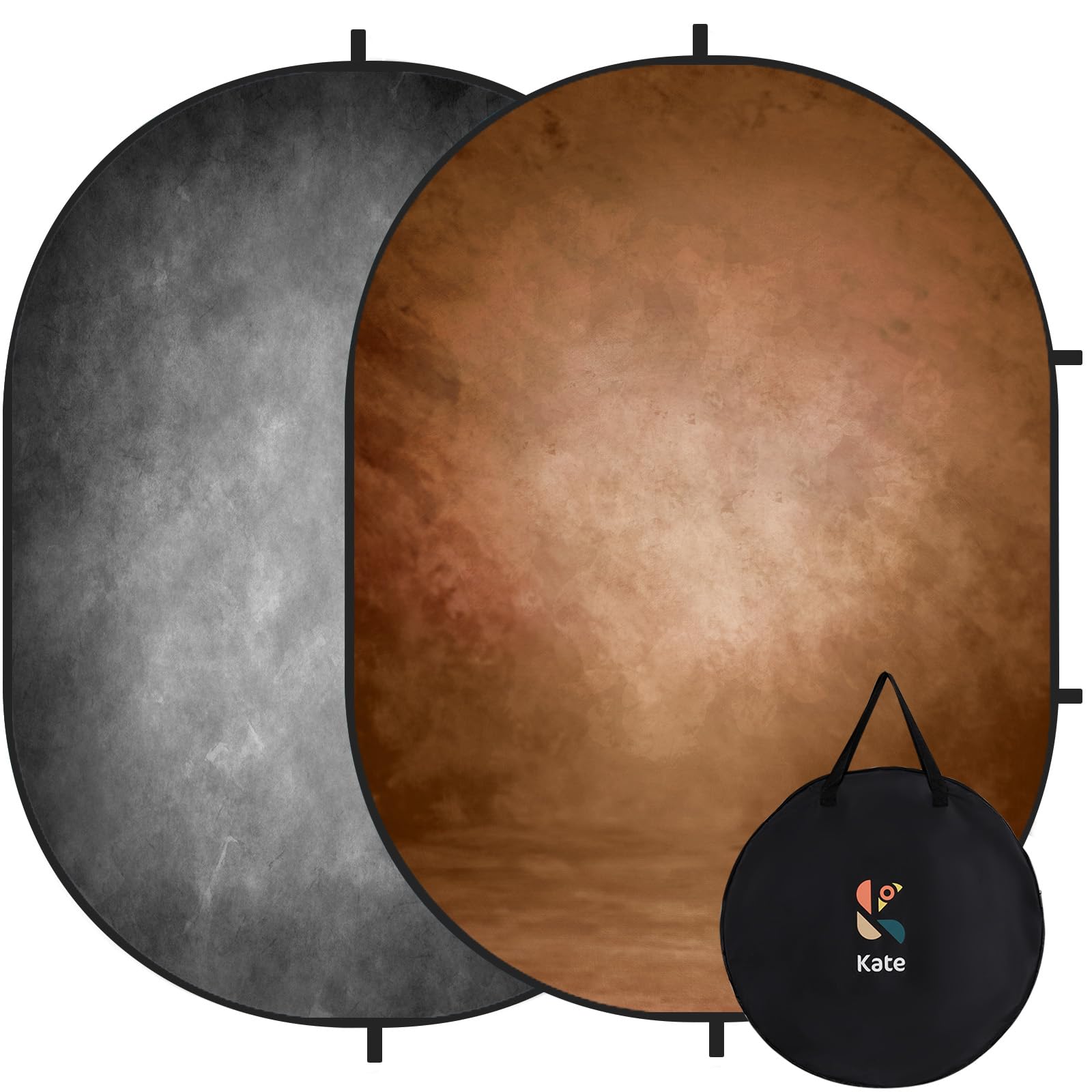 Kate Collapsible Backdrop Pop Up Photo Backdrops Grey Brown Portable Background for Portrait Photography, for Video Conference, for Live Stream, 5x6.5ft