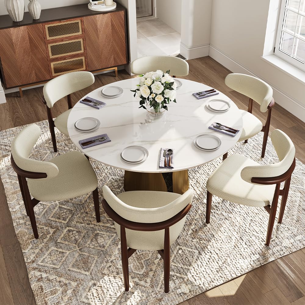 Amazon.com - POVISON Round Dining Table for 6, Modern Marble