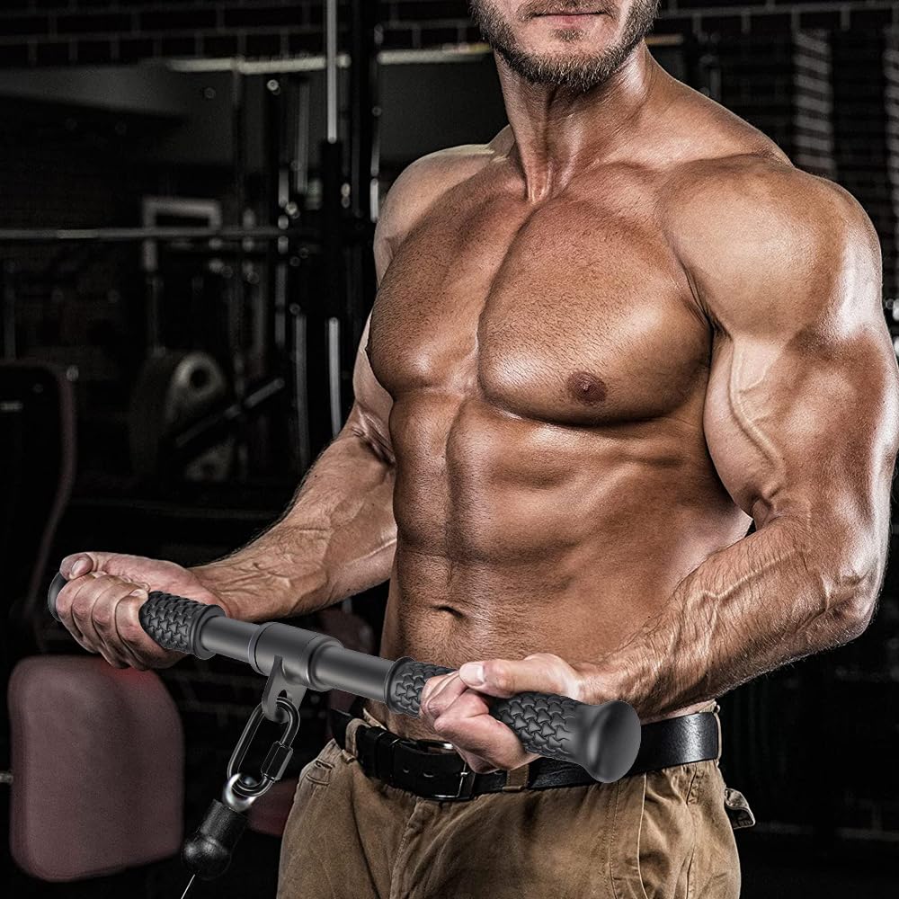 SELEWARE Accesorios para tríceps y lat pulldown, Gimnasio doméstico, Accesorios de Entrenamiento con Mango de Goma Suave Antideslizante, Accesorios para máquinas de Cable