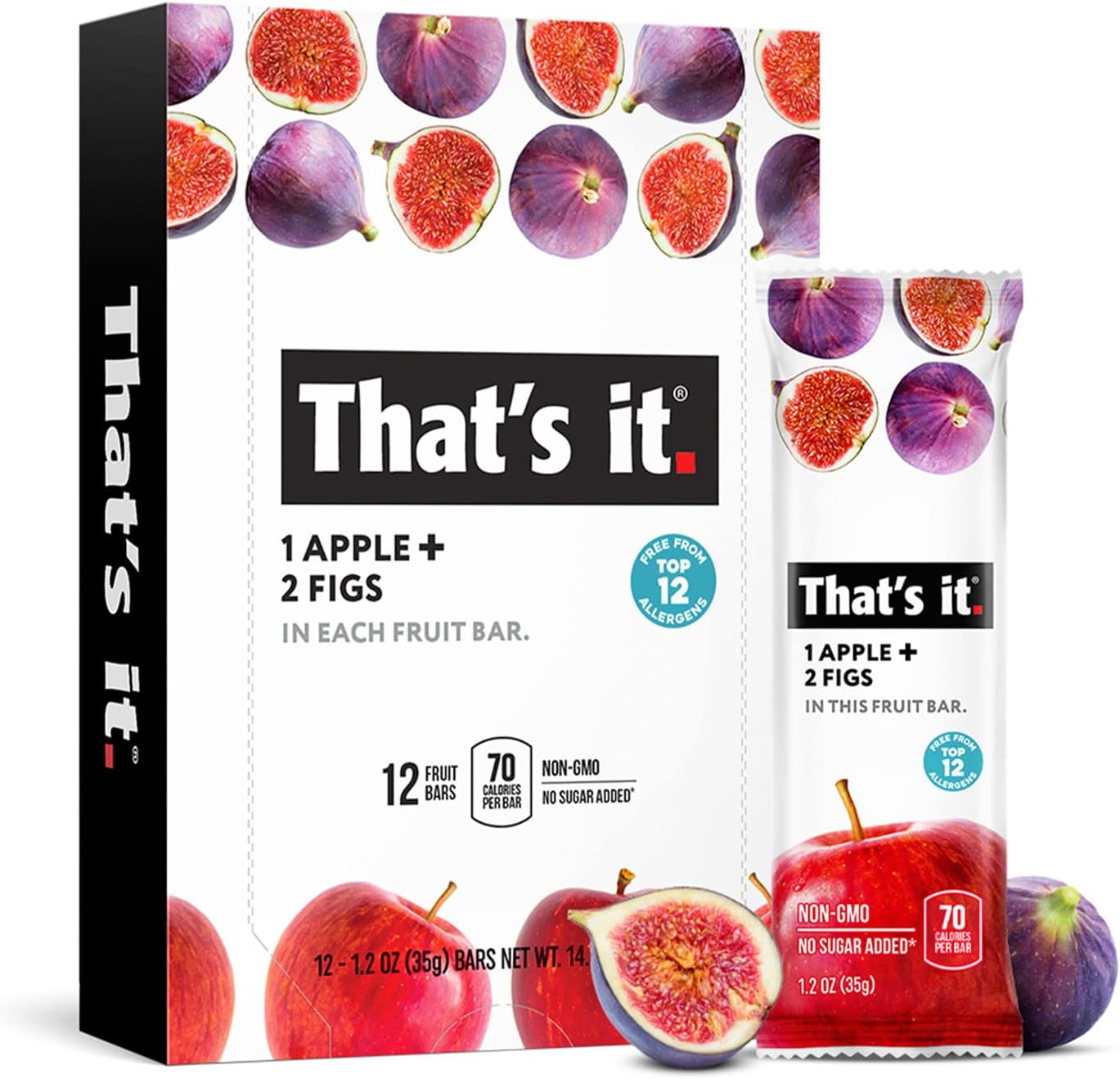 That's it. Apple + Fig Fruit Bars 100% All Natural, No Artificial Ingredients or Preservatives Delicious Healthy Snack for Children & Adults, Vegan, Gluten Free, Paleo, Kosher, Non GMO (12 Pack)
