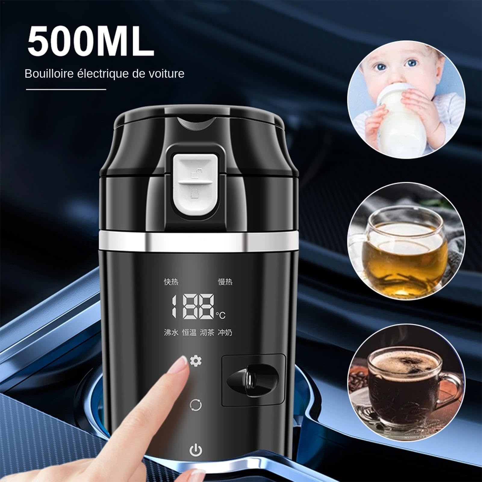 Taza De Calefacción De Coche Portátil - Caldera De Agua Portátil 500 Ml