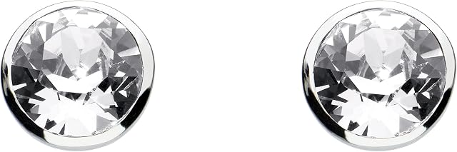 Dew Women's Sterling Silver and Round Stone Stud Earrings