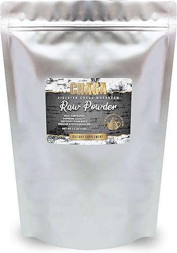 Polvo crudo de hongos chaga siberianos cosechado salvaje, totalmente natural, 2.2 libras (2.2 lbs.)