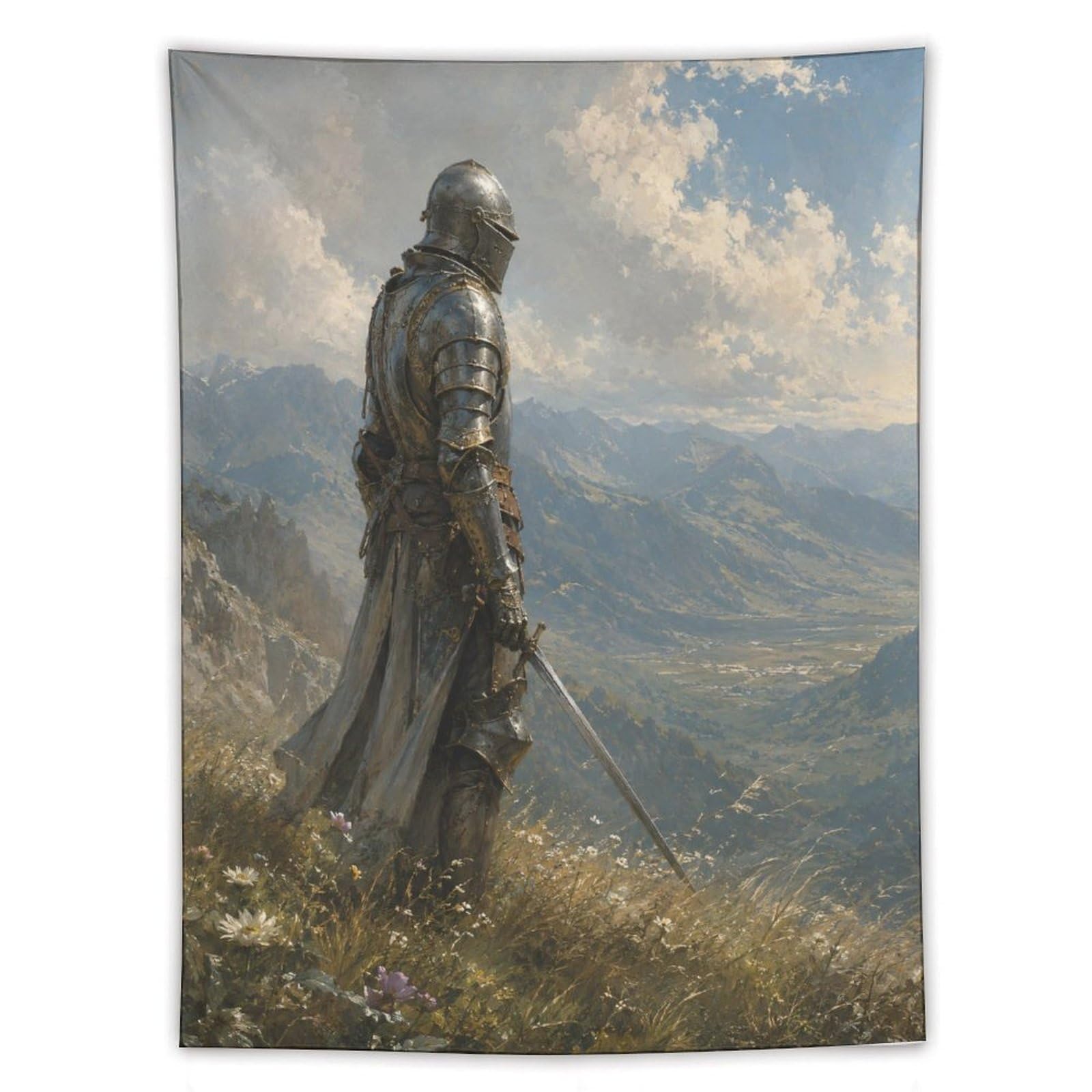 H3B8U2Y5 Medieval Knight Valley Wall Tapestry, Renaissance Art