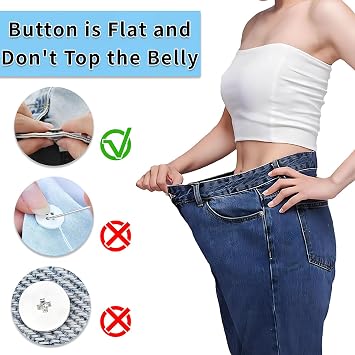 Button Pins for Jeans,No Sew and No Tools Instant Jean Buttons 6 PCS for Loose Jeans,Adjustable