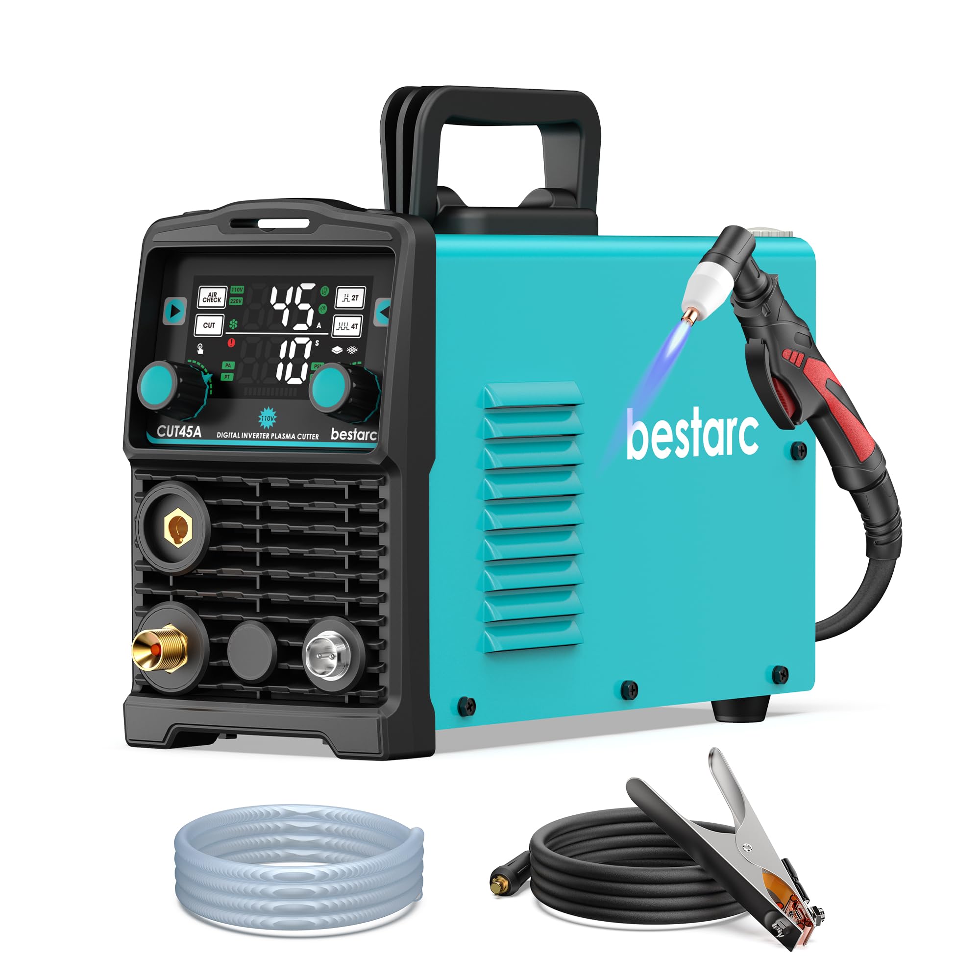 bestarc Cortador de plasma de 45 amperios, pantalla LED grande, CUT45A 110/220V de doble voltaje, máquina de corte por plasma inversor IGBT (CUT45A 110/220V)