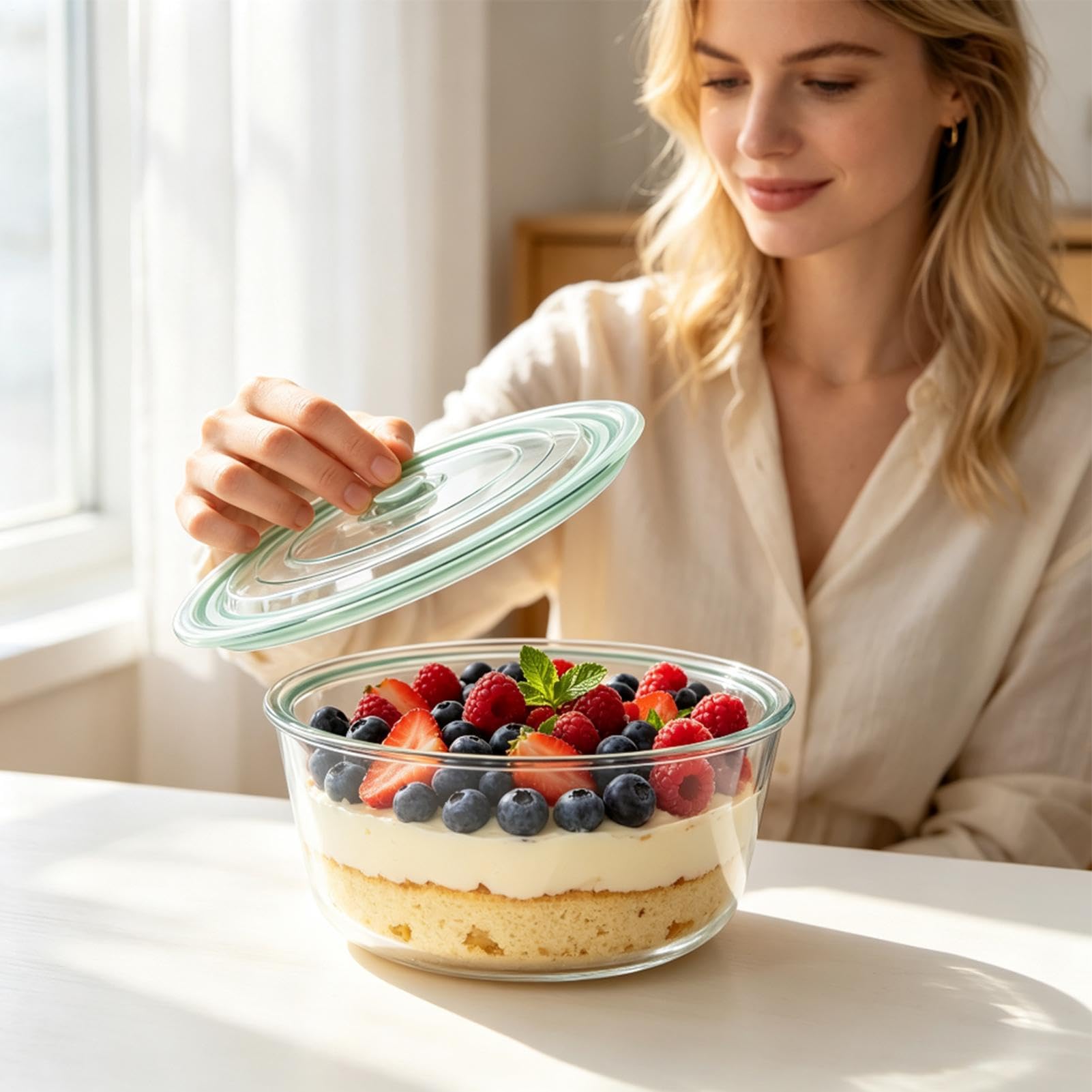 Generisch Cuenco triple transparente para ensalada con tapa