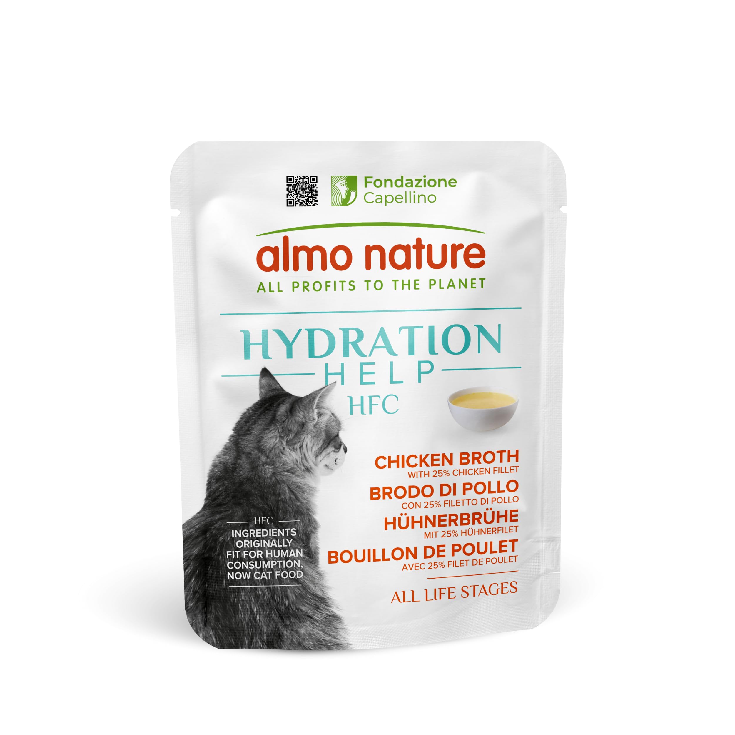 almo nature HFC Hydration Help Nassfutter für Katzen – Hühnerbrühe und Hühnerfilet – Human-Grade, Glutenfrei, Monoprotein, 50 g, 24 Stück, 1,2 kg