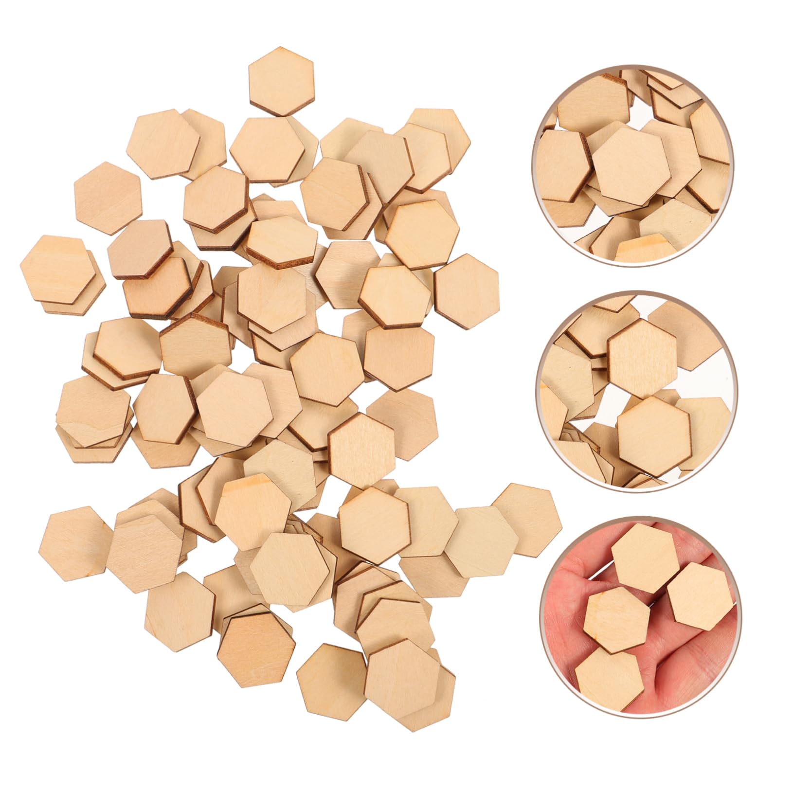 Uonlytech 100 Pezzi di Decorazioni Esagonali in Legno Naturale 20Mm per Lavoretti Fai da Te e Ornamenti Natalizi Versatili