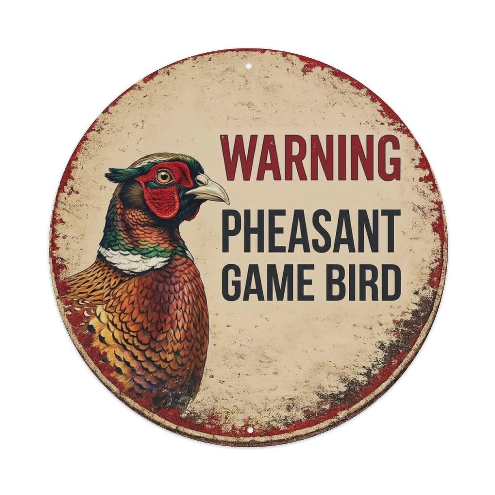 Metal Tin Sign Vintage Warning Pheasant