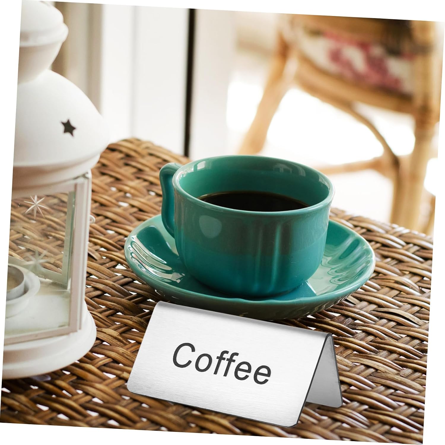 5pcs Sleek Stainless Steel Table Signs for Coffee Station Food Service Easy Clean